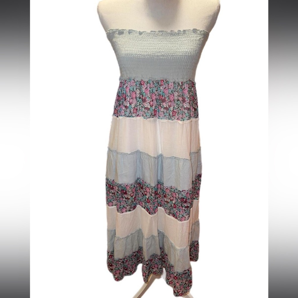 Wet Seal Strapless Floral Dress - Pink and White
